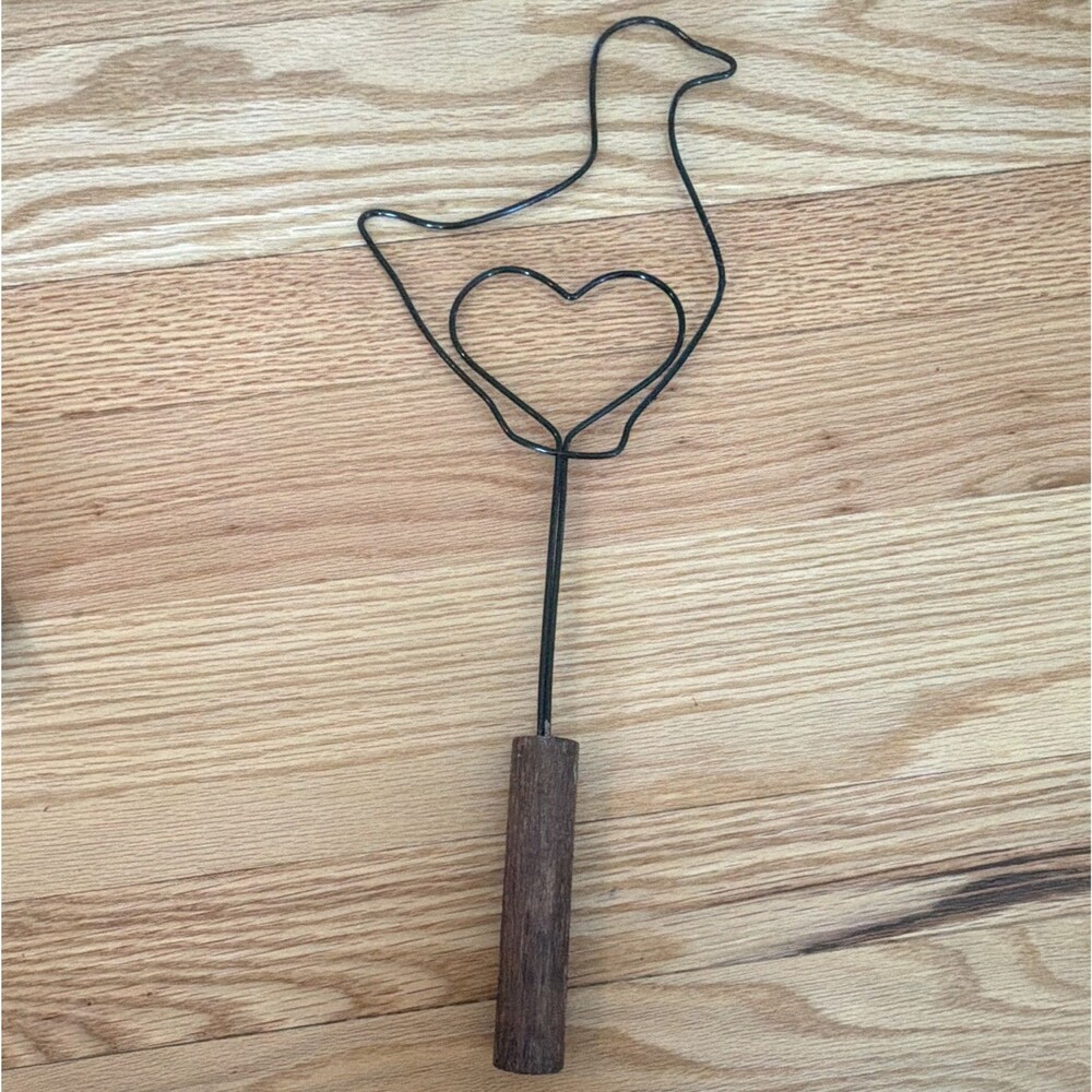 Handmade Duck & Heart rug swatter, Wood Handle
